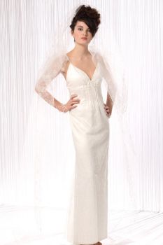 Robe Fabby -soie broderie serments et Cape de tulle brodé