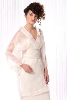 Kim - kimono organza double sur robe fourreau bustier satin