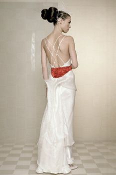 Laeti- Robe dos nu bretelles soie et_serre taille rouge