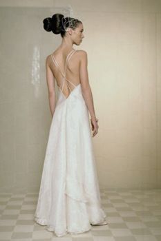 Robe Laetitia - organza-double et satin dos nu bretelles croisées