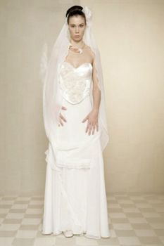 Robe Yolande - bustier satin, Jupe cape en crepe de soie