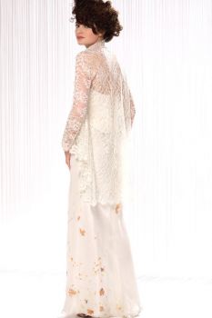 Robe Zabou_bustier, Cape dentelle sur jupe fleurs